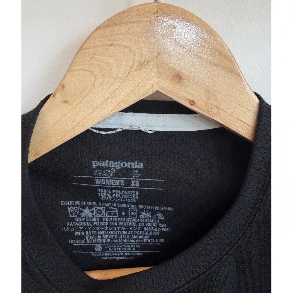 Patagonia Capilene 3 Midweight Shirt Womens XS Black Long Sleeve Base Layer